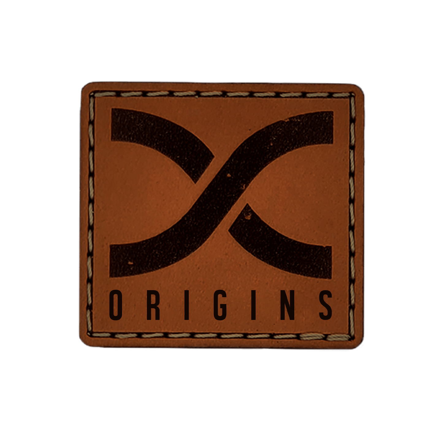 The Origins Foundation 1 - Distressed Helix w/ Text - Brown Leather Square - Lost Hat Co.